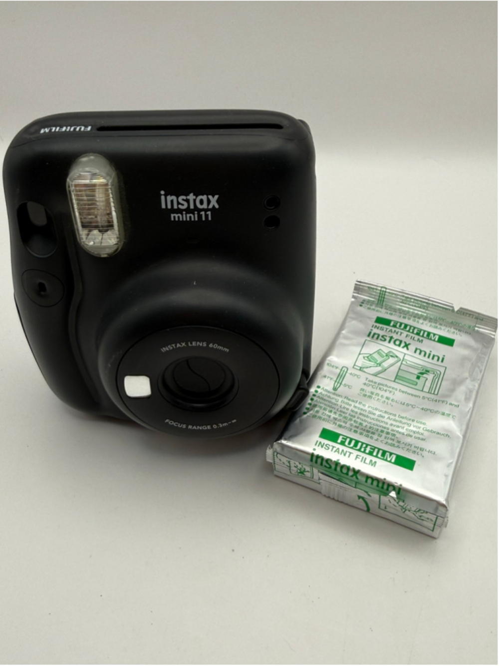 Fujifilm Instax Mini 11 Instant Camera – Black / Charcoal – With Film Pack – Tes